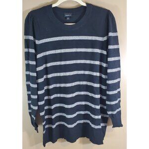 Torrid Black & Silver Striped Fitted Crewneck Sweater Sz 1
